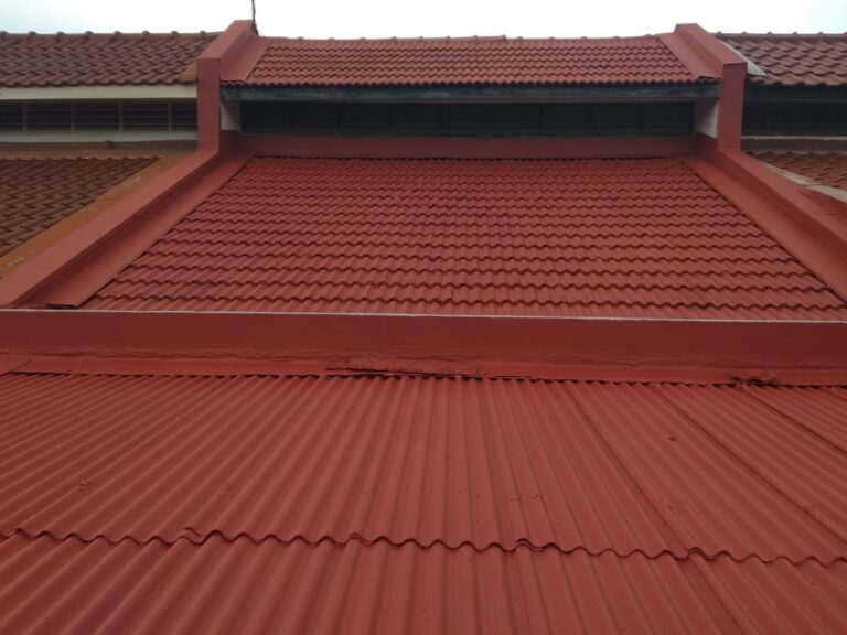 Pitched roof after waterproofing treatment and coating