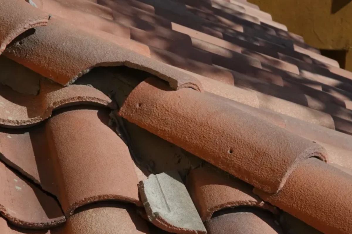 Broken roof tiles