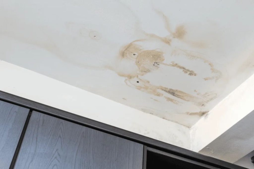 Brown ceiling water stain from a ceiling leak in a Singapore HDB flat