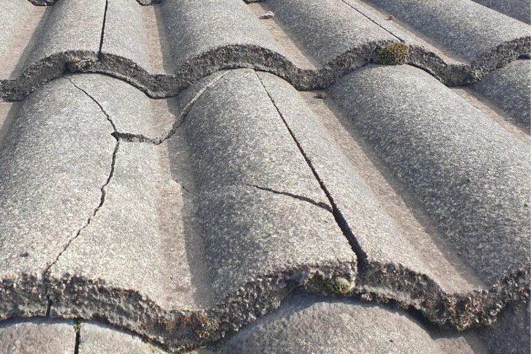 Cracked roof tiles