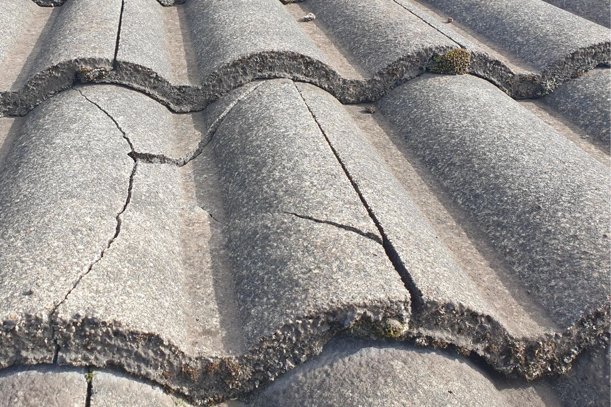 Cracked roof tiles