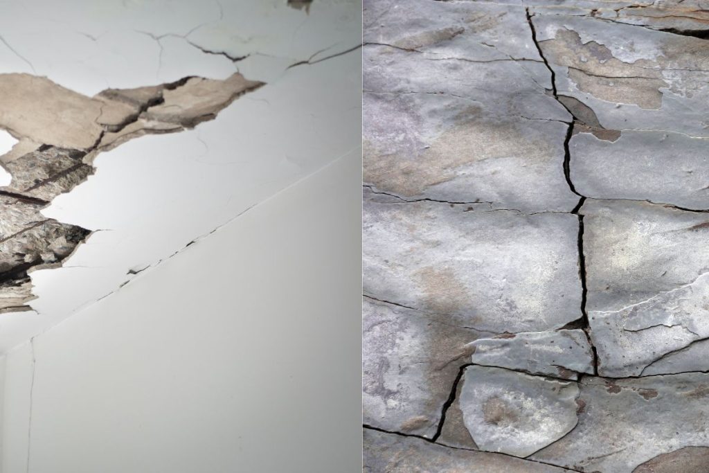 Ceiling vs floor spalling concrete in a Singapore flat showing flaking and exposed rebar